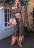 Boho Pants - Palazzo Pants in Leg Pants, Jasmine in Navy Blue For Women